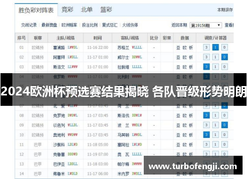 2024欧洲杯预选赛结果揭晓 各队晋级形势明朗